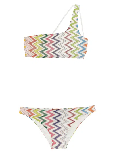 Missoni Asymmetrical Bikini Set Zigzag Design In Multi
