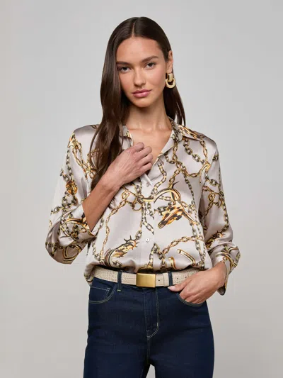L'agence Dani Silk Blouse In Multi