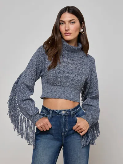 L'agence Maddison Fringed Turtleneck In Gray