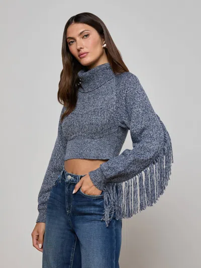 L'agence Maddison Fringed Turtleneck In Gray