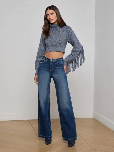 L'agence Maddison Fringed Turtleneck In Gray