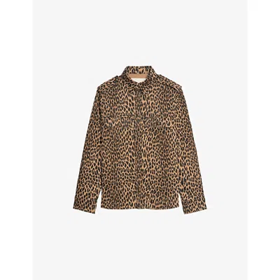 Zadig & Voltaire Womens Daim Leopard-print Chest-pocket Denim Shirt Xs In Animal Print