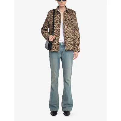 Zadig & Voltaire Womens Daim Leopard-print Chest-pocket Denim Shirt Xs In Animal Print