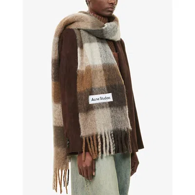 Acne Studios Wool Mohair Check Scarf Scarves And Foulards Multicolor In Multi