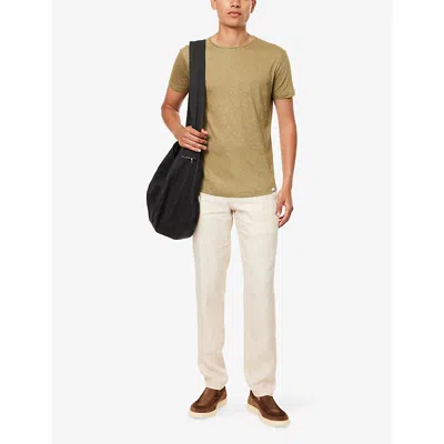 Orlebar Brown Mens Agave Green Ob-t Crewneck Linen-jersey T-shirt Xl