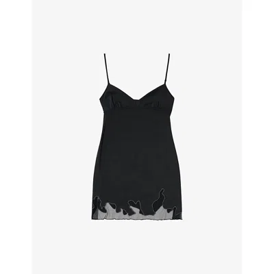 Diesel Womens 9xxa D-inlay-r1 Tulle-inlay Stretch-woven Mini Dress In Black