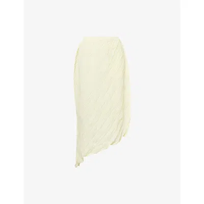 Issey Miyake Womens Pytalos Yellow Wrinkled And Twisted Asymmetric Knitted Midi Skirt In Neutral