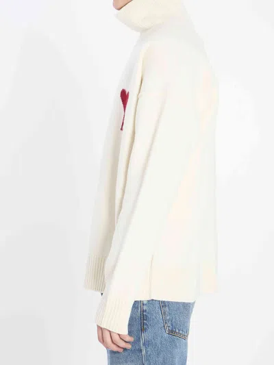 Ami Alexandre Mattiussi Ami Paris Turtleneck Sweater Ami De Coeur White Men In Animal Print