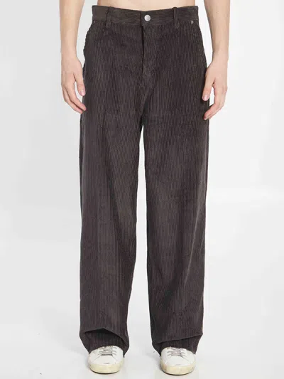 Ami Alexandre Mattiussi Ami Paris Grey Corduroy Wide-leg Trousers Ami Paris In Brown