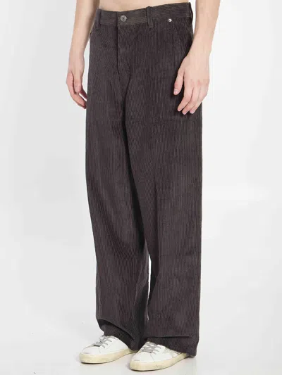 Ami Alexandre Mattiussi Ami Paris Grey Corduroy Wide-leg Trousers Ami Paris In Brown