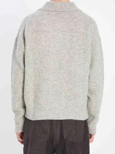 Ami Alexandre Mattiussi Ami Paris Men Polo In Alpaca And Wool In Gray