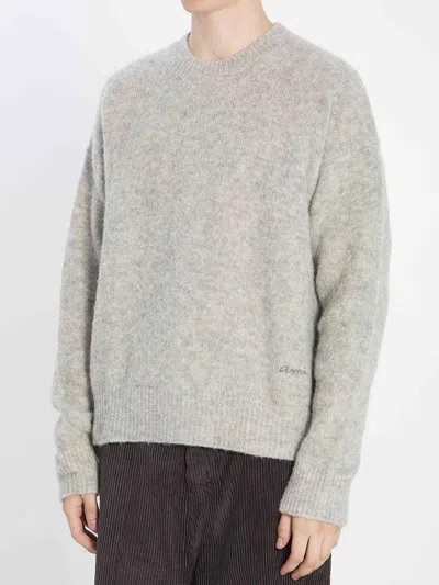 Ami Alexandre Mattiussi Ami Paris Men Sweater In Alpaca E Lan In Gray
