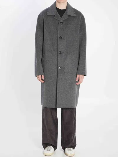 Ami Alexandre Mattiussi Single-breasted Wool Knee-length Coat In Gray