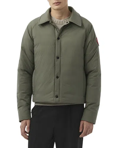 Canada Goose Cropped Padded Jacket With Button-up Front In Green