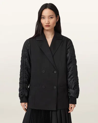 Allsaints Womens Black Lorna Cotton And Shell Blazer Jacket