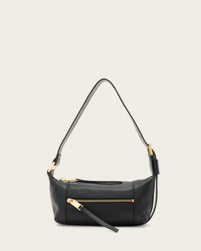Allsaints Womens Black Vega Mini Leather Shoulder Bag