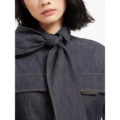 Brunello Cucinelli Long-sleeved Denim Shirt With Bow In Black