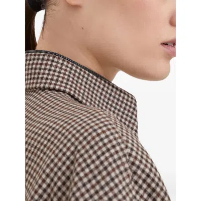 Brunello Cucinelli Checked Virgin Wool Overshirt In Brown