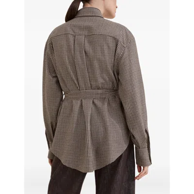 Brunello Cucinelli Checked Virgin Wool Overshirt In Brown