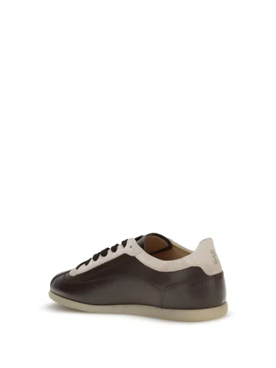 Brunello Cucinelli Men Calfskin And Suede Sneakers In Brown