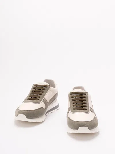 Brunello Cucinelli Men Calfskin And Suede Sneakers In Multi
