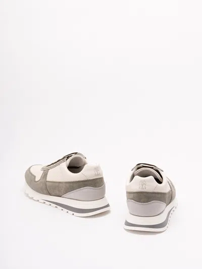 Brunello Cucinelli Men Calfskin And Suede Sneakers In Multi