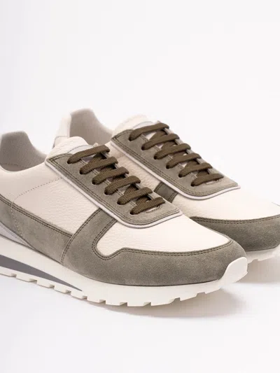 Brunello Cucinelli Men Calfskin And Suede Sneakers In Multi