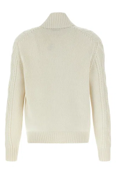 Brunello Cucinelli Cashmere Cardigan With Cable Knit Design In White