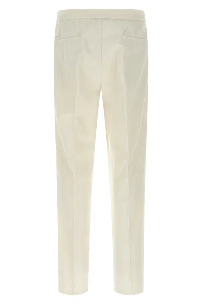 Brunello Cucinelli Men Leisure Fit Trousers In Linen And Cotton Gabardine With Drawstring And Double In Gold