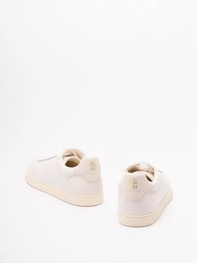 Brunello Cucinelli Leather Lace-up Sneakers In White