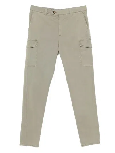 Brunello Cucinelli Cotton Cargo Trousers With Side And Back Pockets In Gold