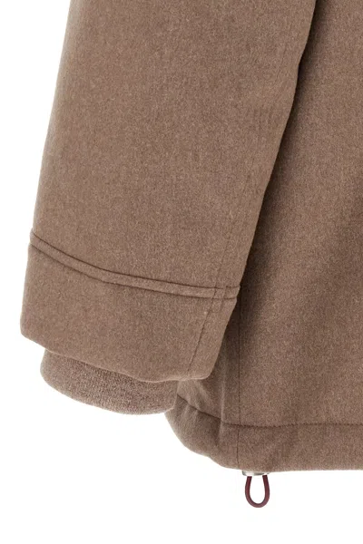 Brunello Cucinelli Flannel Down Jacket Puffer Jackets Beige In White