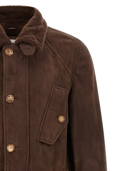Brunello Cucinelli Parka Model Sheepskin Jacket Puffer Jackets Brown In Brown