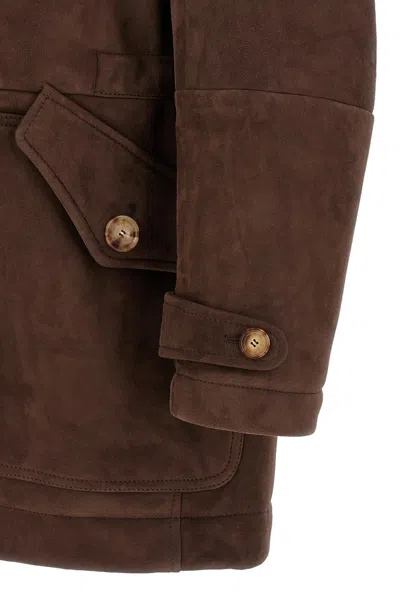 Brunello Cucinelli Parka Model Sheepskin Jacket Puffer Jackets Brown In Brown
