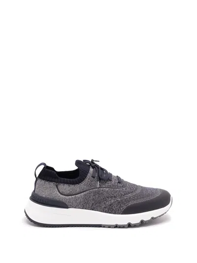 Brunello Cucinelli Runners In Techno Cotton Knit With Termonastrature Shoes In Multi