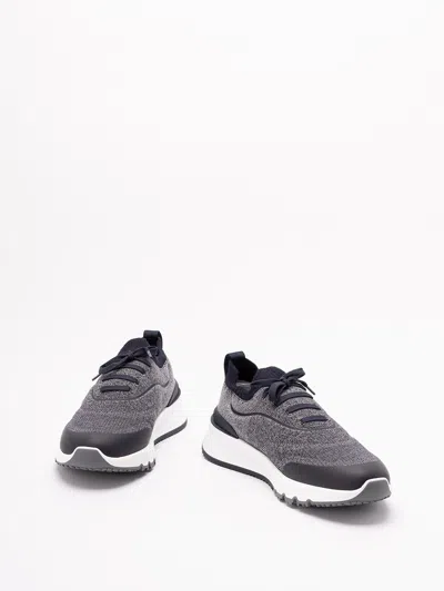 Brunello Cucinelli Runners In Techno Cotton Knit With Termonastrature Shoes In Multi