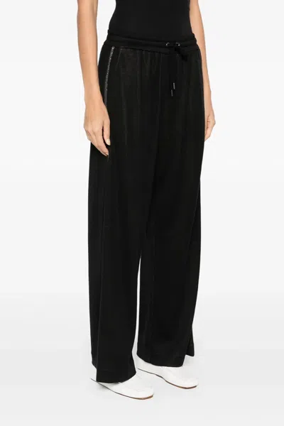 Brunello Cucinelli Shiny Trims Joggers With Back And Side Pockets In Black