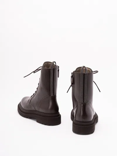 Brunello Cucinelli Lace-up Leather Platform Boots In Multi
