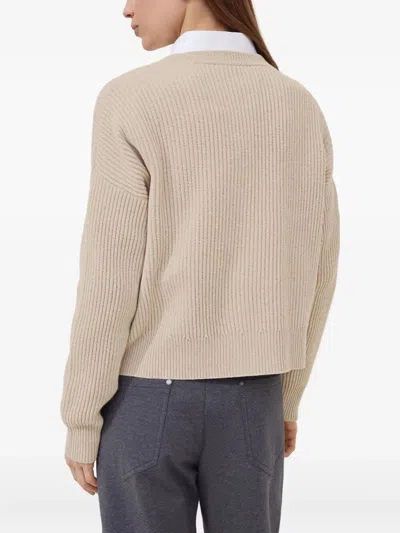Brunello Cucinelli Virgin Wool-blend Crew Neck Cardigan In Pink