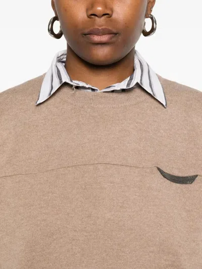 Brunello Cucinelli Cashmere Crewneck Sweater In Brown