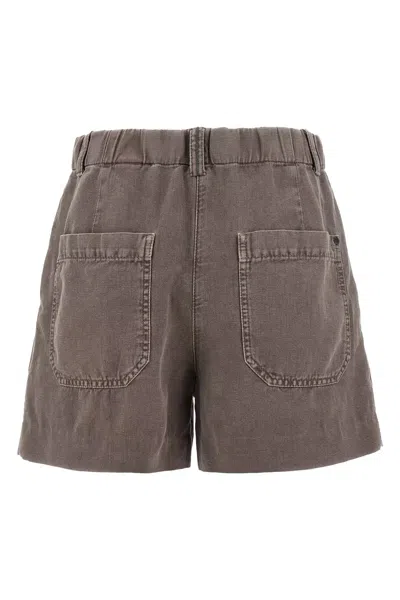 Brunello Cucinelli Linen Cotton Shorts Back Pockets In Brown