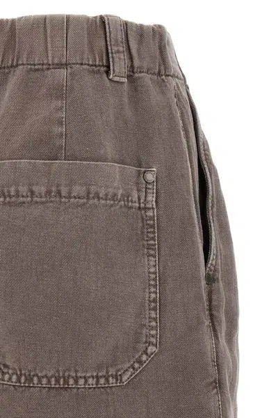 Brunello Cucinelli Linen Cotton Shorts Back Pockets In Brown