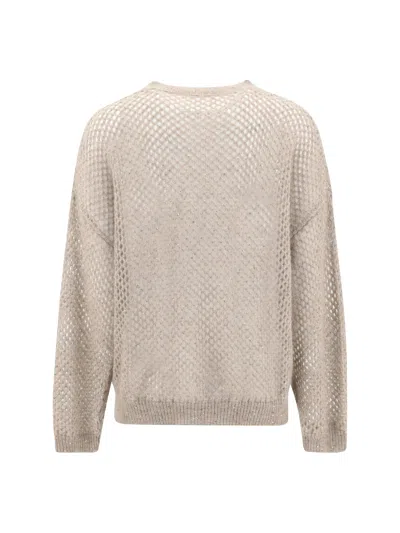 Brunello Cucinelli Women Perforated Sweater In Neutral