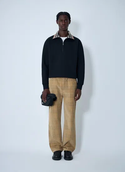 Burberry Sand-coloured Check Corduroy Trousers In Brown