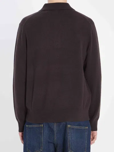 Burberry Equestrian Knight Embroidery Long-sleeve Polo Shirt In Brown