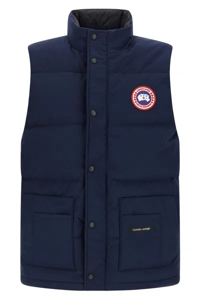 Canada Goose Charcoal Polyester Blend Freestyle Sleeveless Down Jacket In Blue