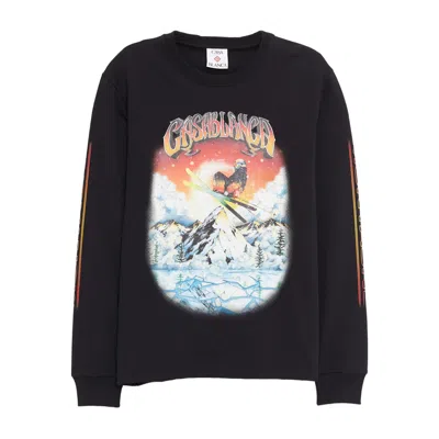 Casablanca Printed Long-sleeved T-shirt In Black