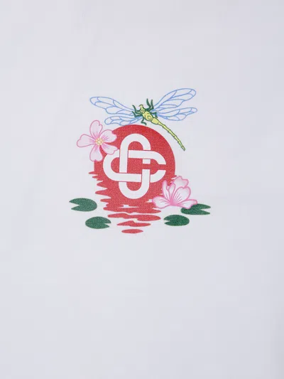 Casablanca Oversized T-shirt With Dragonfly Floral Print In White