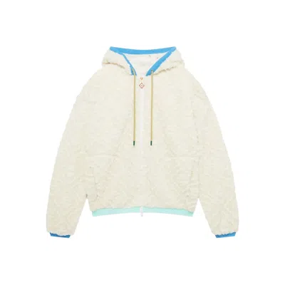 Casablanca Men Beige Jacket With All-over Monogram And Fixed Hood In Fabric Man In White