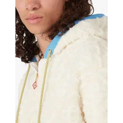 Casablanca Men Beige Jacket With All-over Monogram And Fixed Hood In Fabric Man In White